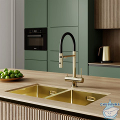 Смеситель для кухни с фильтром и гибким изливом, матовое золото, Ace, IDDIS, ACEMGFFi05