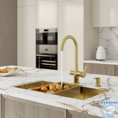 Смеситель для кухни с каналом для фильтрованной воды, матовое золото, Pure, IDDIS, PURMGFJi05