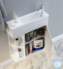 Тумба подвесная  1Марка Stretto 70П (1 дверка) с раковиной белый У94633