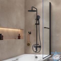 Смеситель с верхним душем и изливом, черный матовый, Ray, IDDIS, RAYBL3Fi06