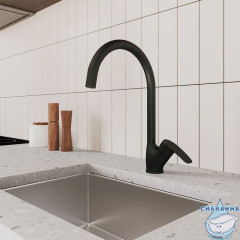 Смеситель для кухни, черный матовый, Rora, Milardo, RORBL0JM05