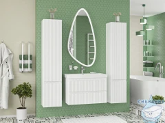 Тумба подвесная Brevita Victory 80 белый матовый с раковиной Dreja Luxury 80