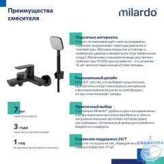 Смеситель для ванны Milardo Maze MAZBL00M02 (чёрный матовый)