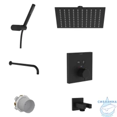 Душевая система Vitra Root Square A49310EXP 220 1 режим (черный матовый)