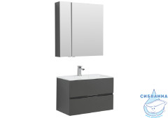 Тумба Aquanet Алвита 90 серый антрацит с раковиной Фортуна 90