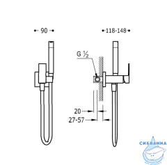 Смеситель с гигиеническим душем Tres Cuadro 00612301