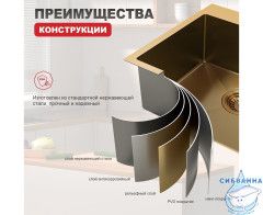 Кухонная мойка Raglo 50 R703.5044.03 (сатин золотой)