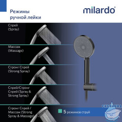 Душевая система Milardo Лип  250 LEAGM5FM06 1 режим (графит)