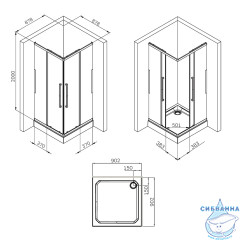 Душевое ограждение AM.PM Func 90x90 W84G-403-9090-BТ профиль черный, стекло прозрачное (без поддона)