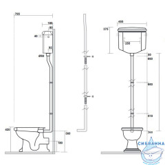 Унитаз напольный Kerasan Retro 101101 с высоким бачком, без сиденья