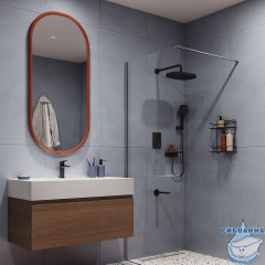 Душевая система скрытого монтажа с тропическим душем, ручным душем и изливом, черный матовый, Azure, Milardo, AZUBL03M68