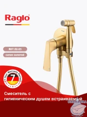 Встраиваемый смеситель с гигиеническим душем Raglo R07.52.03 (сатин золотой)