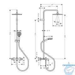 Душевая система Hansgrohe Vernis Blend Shape 240 1 режим 26900670 (черный матовый)