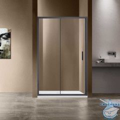 Дверь в нишу Vincea Garda 150 профиль вороненая сталь, стекло прозрачное VDS-1G150CLGM