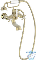 Смеситель для ванны Jacob Delafon Cleo с душевым гарнитуром E24313-BGG (золото/белый)