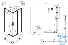 Душевое ограждение Vincea Ультима 80x90 профиль вороненая сталь, стекло прозрачное VSS-7UL8090CLGM
