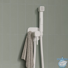 Встраиваемый смеситель с гигиеническим душем, белый матовый, IDDIS, 004WTS0i08