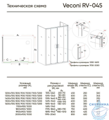 Душевое ограждение Veconi Rovigo 160x90 профиль хром, стекло рифленое RV045-16090PR-02-19C1 (без поддона)