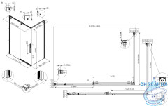 Душевое ограждение Vincea Ultima 140x90 профиль вороненая сталь, стекло прозрачное VSR-7UL9014CLGM