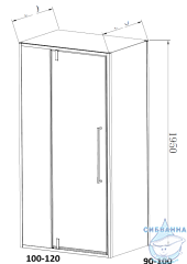 Душевое ограждение Vincea Slim-N 100x90 профиль черный, стекло прозрачное VSR-4SNP9010CLB