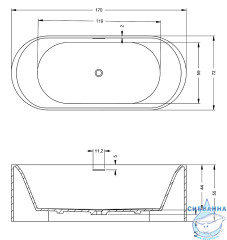 Ванна из искусственного камня Riho Essence 170х72 (белый)