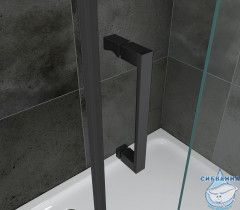 Душевое ограждение ABBER Komfort 150x100 профиль черный, стекло прозрачное AG93150B-S102B (с доводчиком) (без поддона)