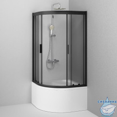 Душевое ограждение AM.PM Gem 90x90 W90G-401A090BT профиль черный, стекло прозрачное (без поддона)