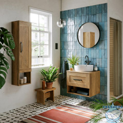 Тумба Aqwella Craft 60 дуб балтийский с раковиной Sanita luxe Best Shelf 43