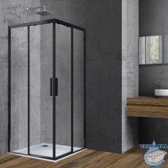 Душевое ограждение Vincea Soft 100x100 профиль черный, стекло прозрачное VSS-3SO100CLB