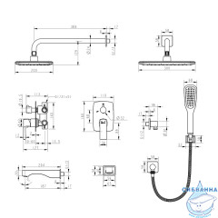 Душевая система Lemark Ursus LM7222BL 300 1 режим (чёрный)