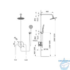 Душевая система Vincea Esse 250 1 режим VSFW-1E1CH (хром)