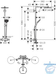 Душевая система Hansgrohe Raindance S 240 1 режим 27633140 (бронза)