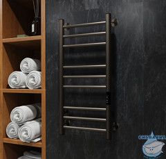 Полотенцесушитель электрический Indigo Line Trinity П9 (с таймером) 30х70 оружейная сталь (с возможностью скрытого подключения, подключение R/L)