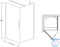 Боковая стенка Jacob Delafon Contra E22T81-BL 80x200 профиль черный, стекло прозрачное
