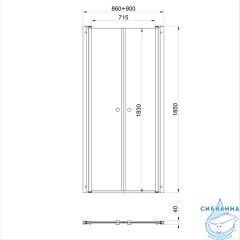Дверь в нишу Тритон Дабл 90х185 профиль хром, стекло прозрачное