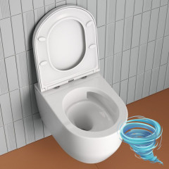 Унитаз подвесной безободковый со смывом торнадо Iddis Aiger AIGRDSEi25 с сиденьем Soft Close (микролифт)