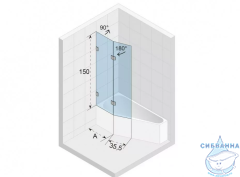 Шторка для ванны Riho VZ Scandic Delta 150/160 L GX00632B1 профиль черный, стекло прозрачное