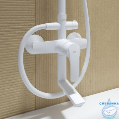 Смеситель с верхним душем и изливом, белый матовый, Ray, IDDIS, RAYWT3Fi06