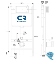 Инсталляция для унитаза Charus City с кнопкой смыва Charus белый, с унитазом Grossman GR-001SQ (с сиденьем Soft Close) (микролифт)
