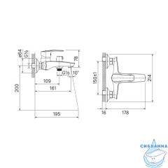 Смеситель для ванны с керамическим дивертором, Ray, Iddis, RAYSB02i02WA