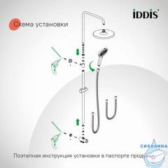 Душевой гарнитур с верхней лейкой, хром, Zodiac, IDDIS, ZDI3F0Ci76