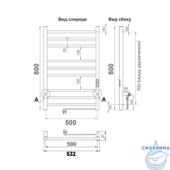 Полотенцесушитель электрический Indigo Line Trinity П9 (с таймером) 50х80 оружейная сталь (с возможностью скрытого подключения, подключение R/L)