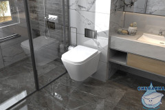 Комплект подвесной унитаз ABBER Rechteck AC1201 белый с инсталляцией AC0105 и кнопкой AC0120NG никель