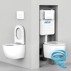 Унитаз подвесной безободковый Abber Bequem AC1102T с сиденьем Soft Close (микролифт) (белый)