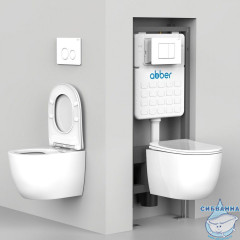 Унитаз подвесной безободковый Abber Bequem AC1102T с сиденьем Soft Close (микролифт) (белый)