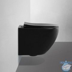 Унитаз подвесной безободковый Abber Bequem AC1100MB с сиденьем Soft Close (микролифт) (черный матовый)