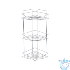 Полка трёхъярусная угловая, проволока стальная, хром, Grid, Milardo, GRICC3CM44