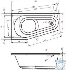 Акриловая ванна Riho Delta 150x80 R с каркасом