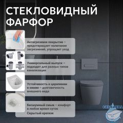 Унитаз подвесной безободковый Abber Bequem AC1101MG с сиденьем Soft Close (микролифт) (серый матовый)