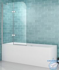 Шторка для ванны ABBER Ewiges Wasser 120х140 AG51120 профиль хром, стекло прозрачное